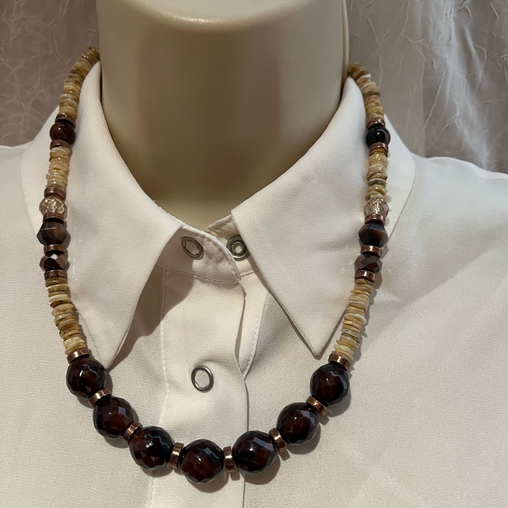 Howard’s Handmade Brown Beaded Statement Necklace and matching earrings